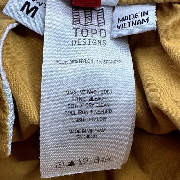 Topo Designs River Shorts 6" Relaxed Water Repellent Pockets Mustard M - Picture 4 of 6